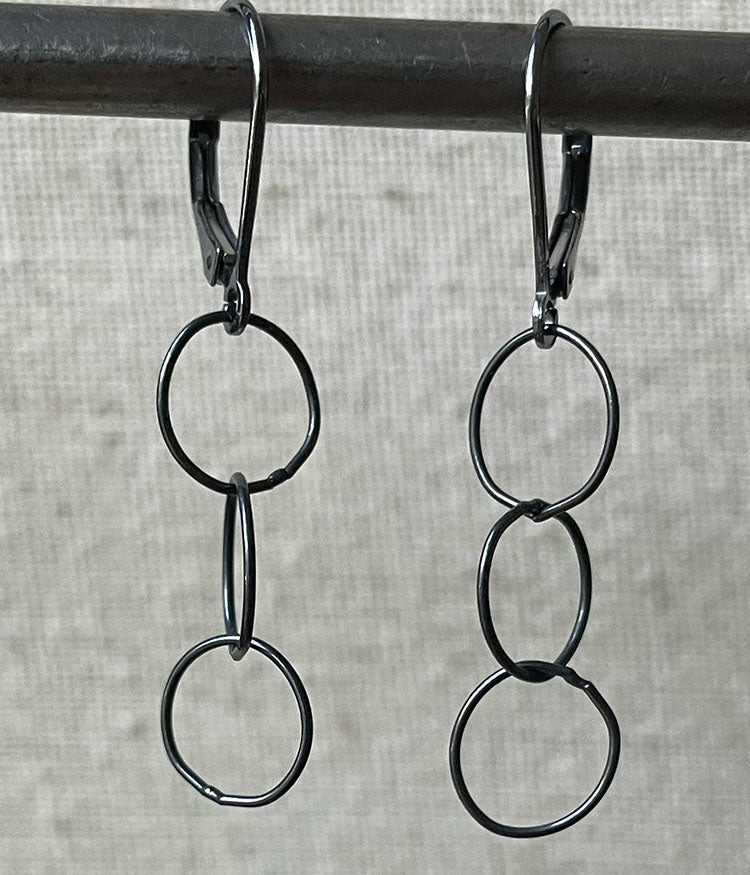 Fine Circles Earrings (oxidized sterling silver)