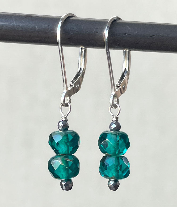Teal Glass Earrings
