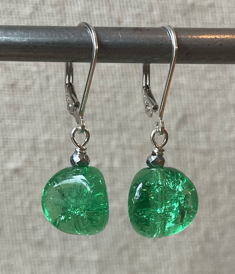 Vintage Crackle Glass Earrings