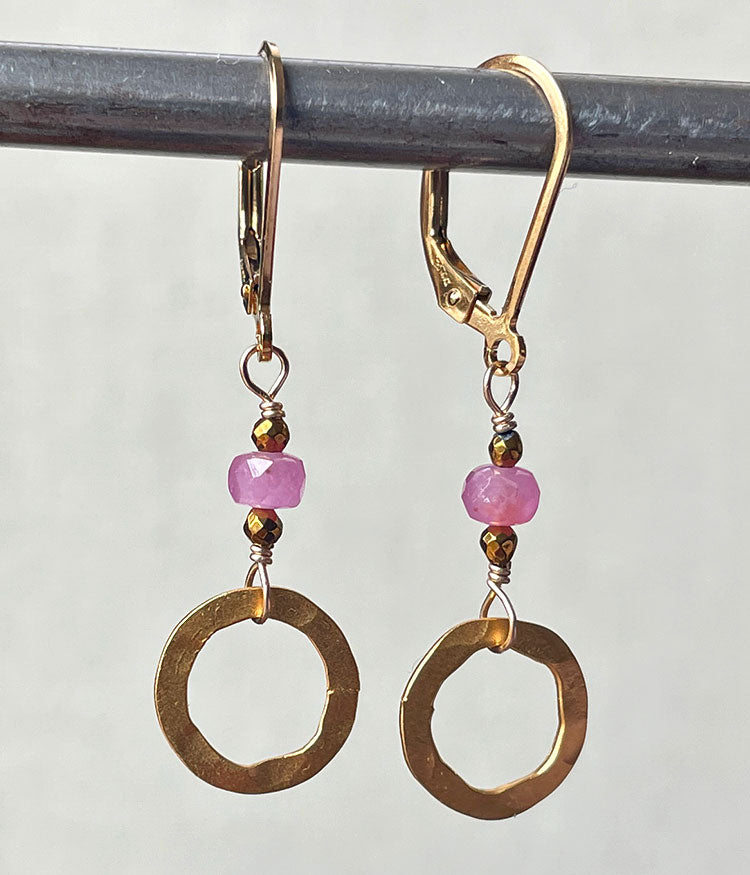 Hammered Ruby Earrings