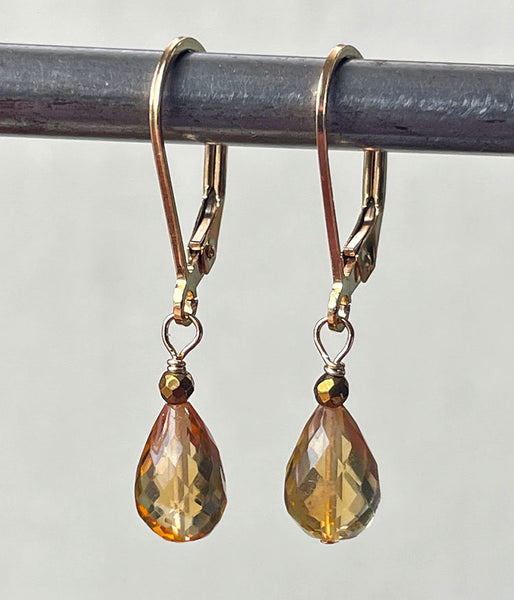 Petite Citrine Teardrop Earrings