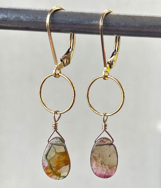 Tourmaline Circle Earrings
