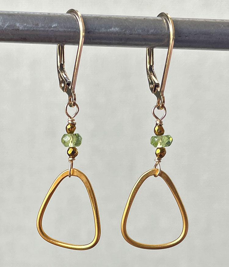 Peridot Triangle Earrings