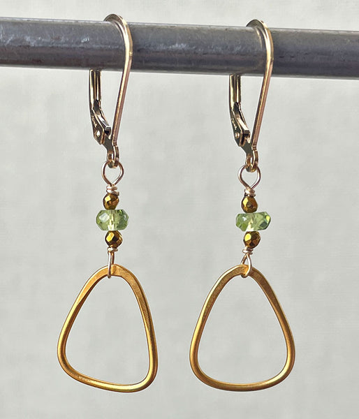 Peridot Triangle Earrings