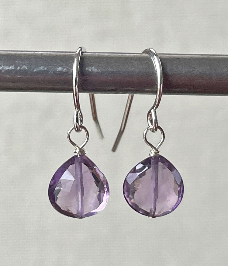 Simple Amethyst Drop Earrings