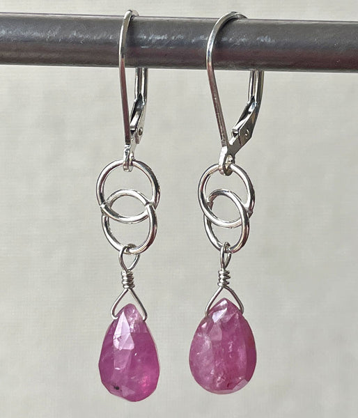 Pink Sapphire Infinity Earrings