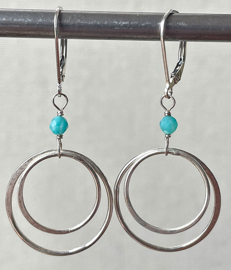 Amazonite Double Circle Earrings