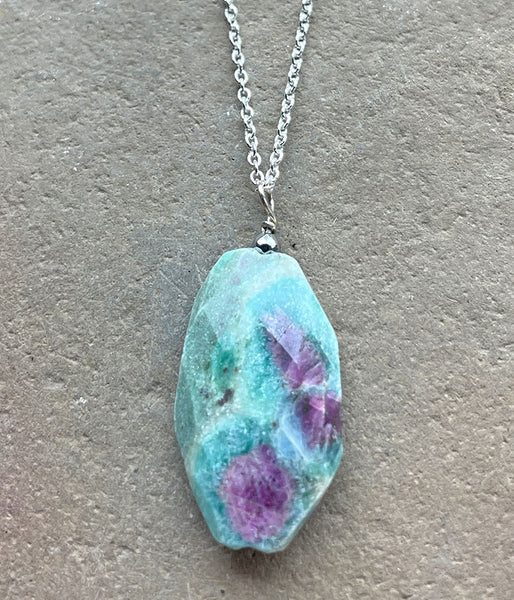 Simple Fuchsite Drop Necklace