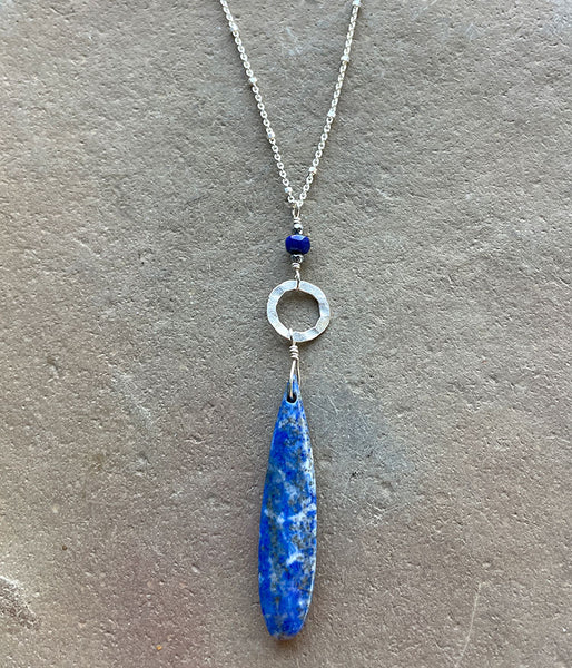 Slender Lapis Drop Necklace