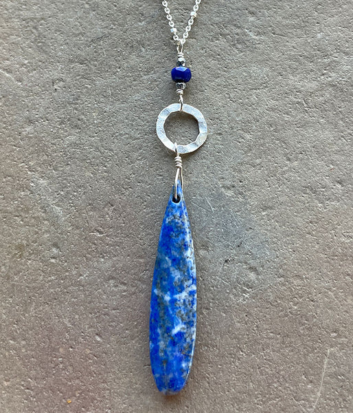 Slender Lapis Drop Necklace