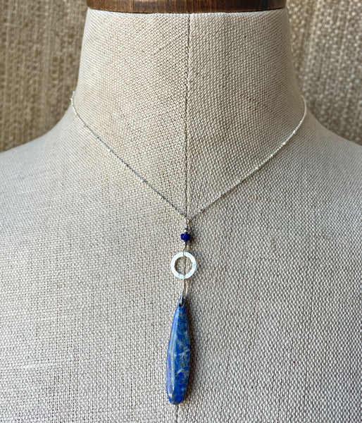 Slender Lapis Drop Necklace