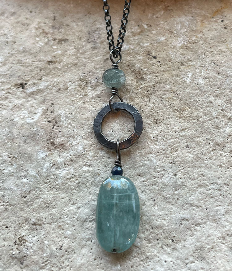 Hammered Kyanite Drop Necklace