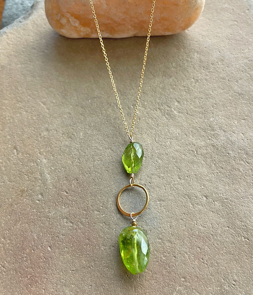 Peridot Stacking Stones  Necklace