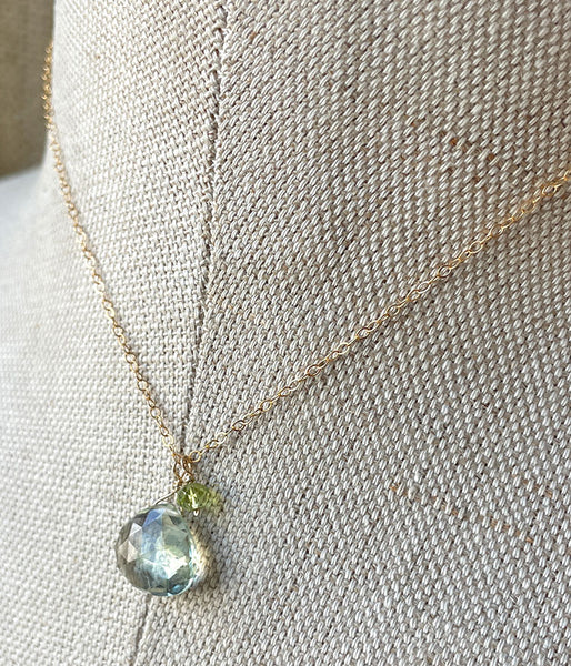 Green Amethyst Sidecar Necklace
