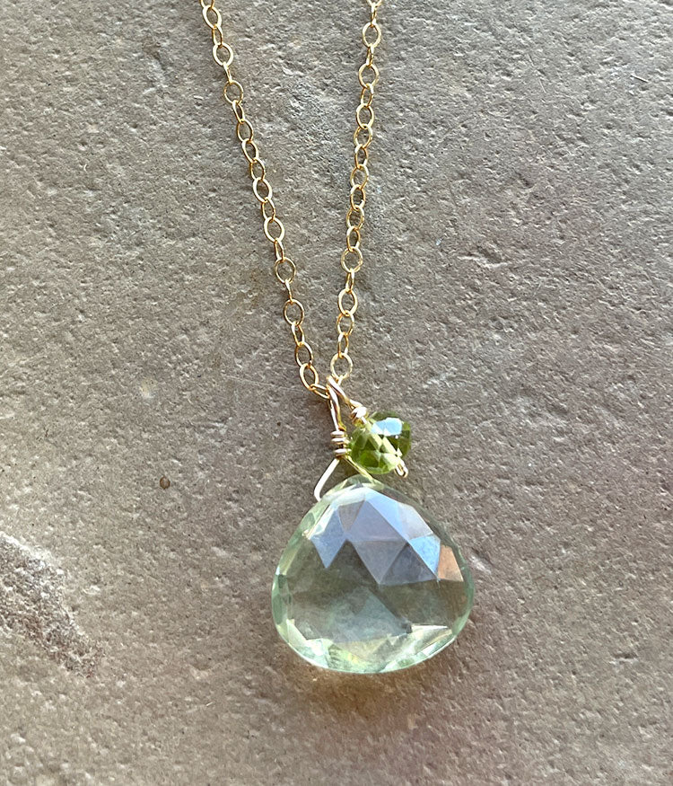 Green Amethyst Sidecar Necklace