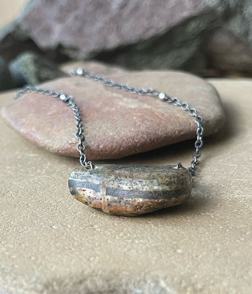 Banded Agate Boomerang Necklace