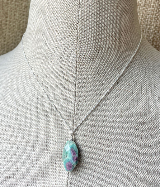 Simple Fuchsite Drop Necklace