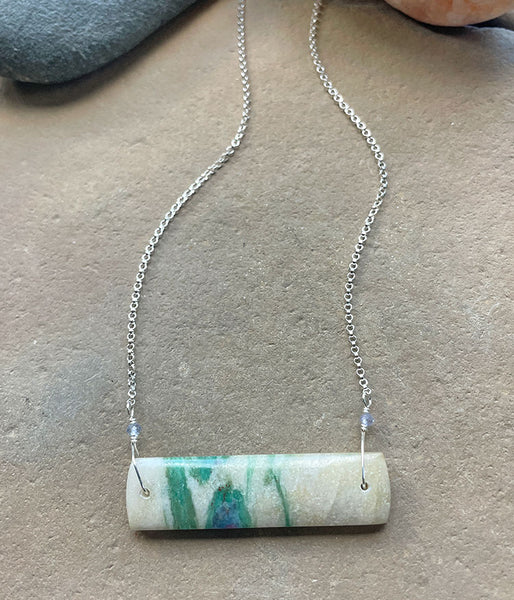 Marbled Fuchsite Bar Necklace