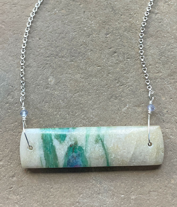 Marbled Fuchsite Bar Necklace