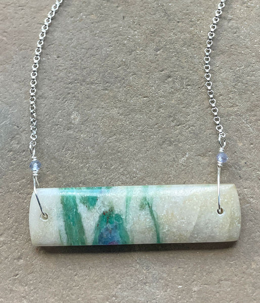 Marbled Fuchsite Bar Necklace