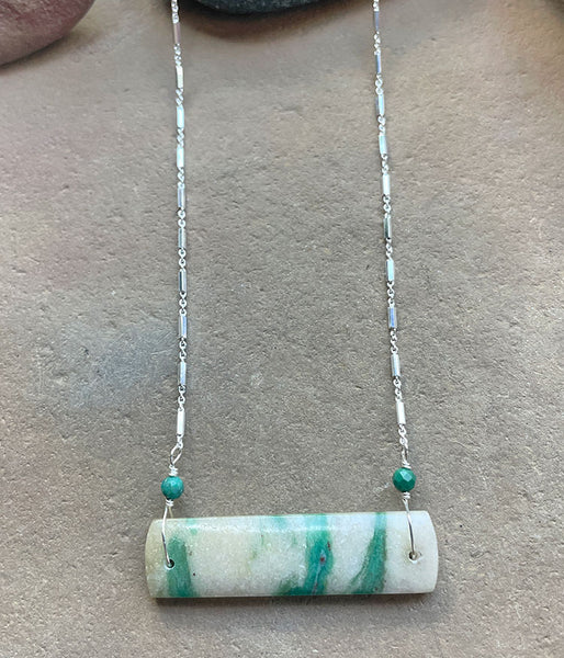 Swirled Fuchsite Bar Necklace