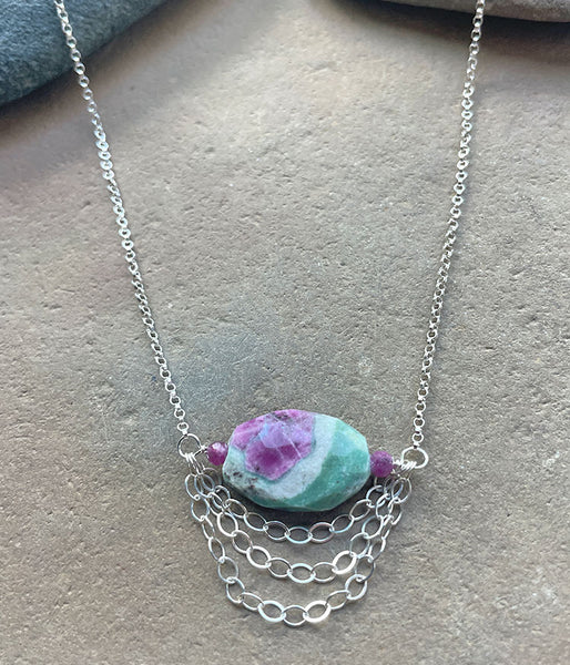 Fuchsite Cascading Chain Necklace