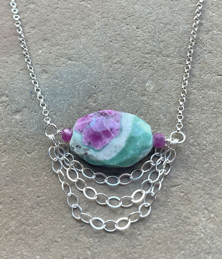 Fuchsite Cascading Chain Necklace