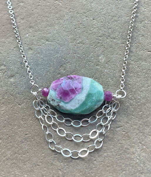 Fuchsite Cascading Chain Necklace