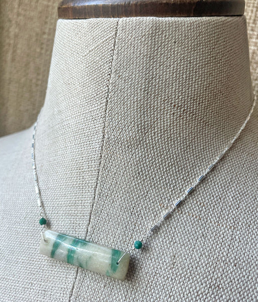 Swirled Fuchsite Bar Necklace