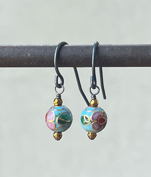 Vintage Petite Cloisonne Earrings