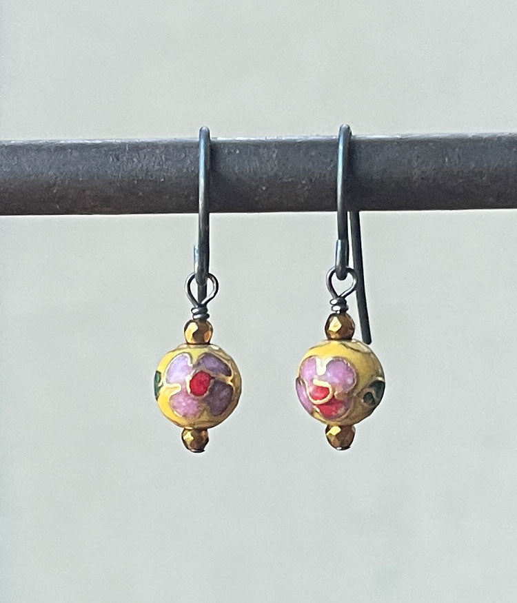 Vintage Petite Cloisonne Earrings