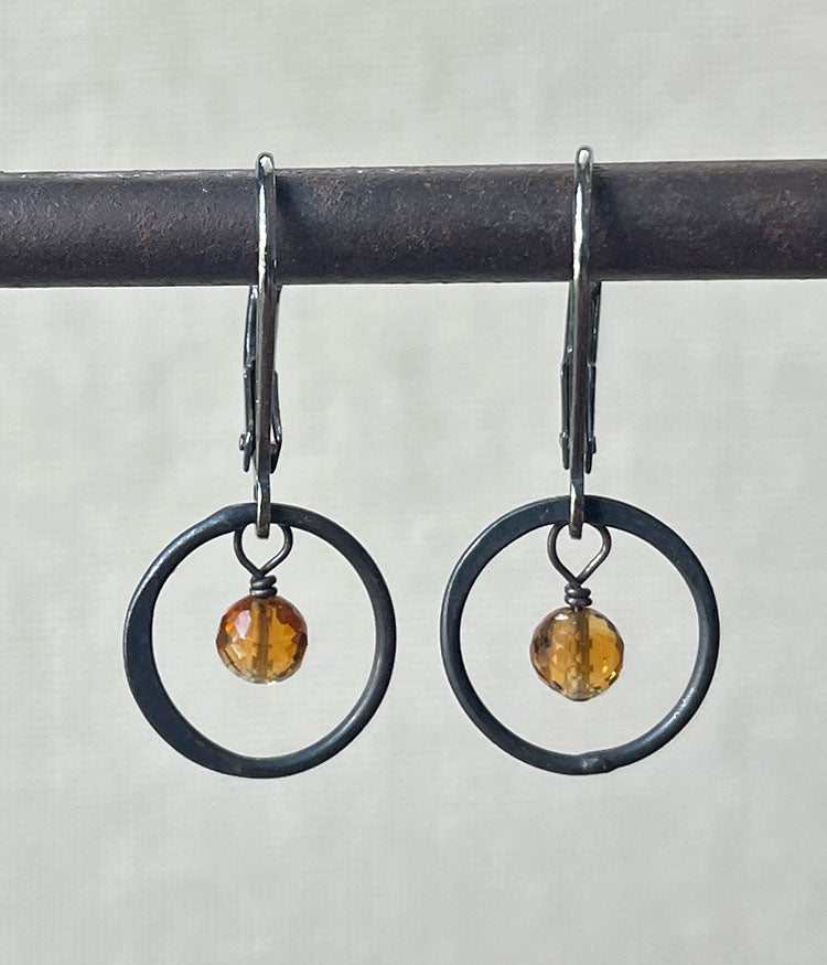 Citrine Circle Earrings