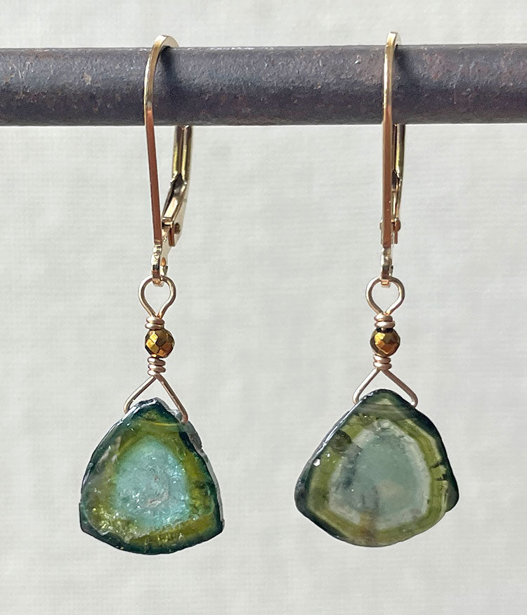 Tourmaline Slice Earrings