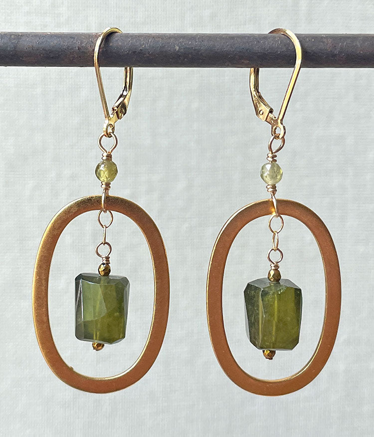 Green Garnet Statement Earrings