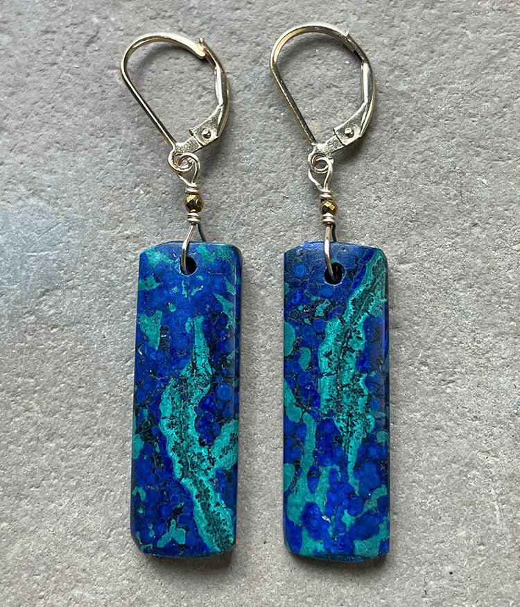 Chrysocolla Azurite Flow Earrings