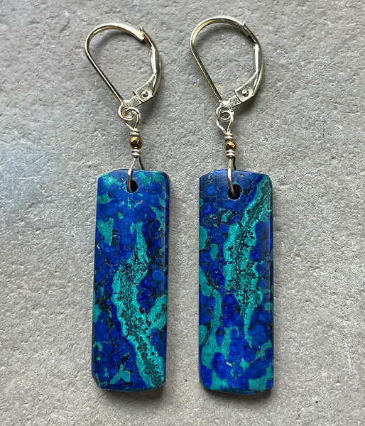 Chrysocolla Azurite Flow Earrings