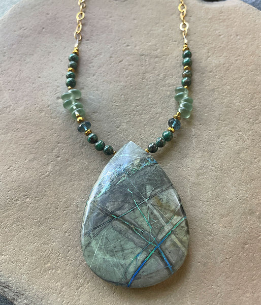 Lightning Azurite Statement Necklace