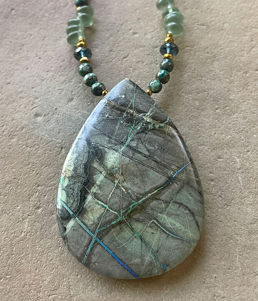 Lightning Azurite Statement Necklace
