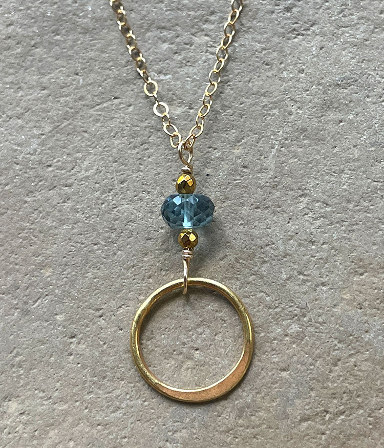 London Blue Topaz Circle Necklace