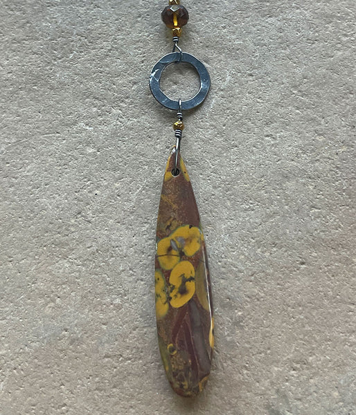 Fruit Jasper Circle Drop Necklace
