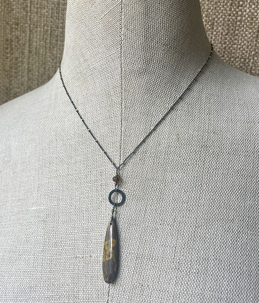 Fruit Jasper Circle Drop Necklace