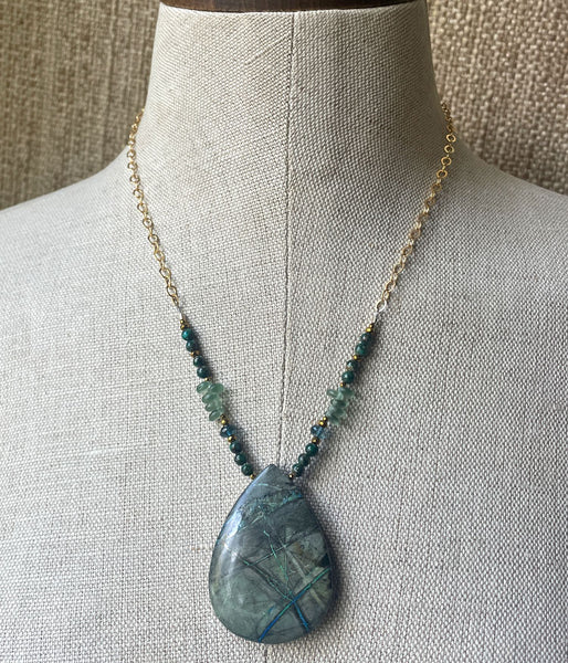 Lightning Azurite Statement Necklace
