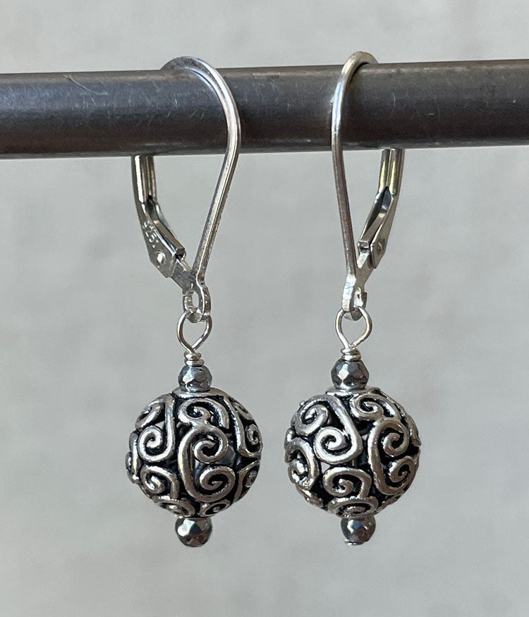 Round Wirework Sterling Silver Earrings