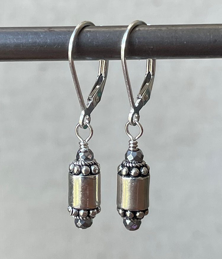 Sterling Silver Barrel Earrings