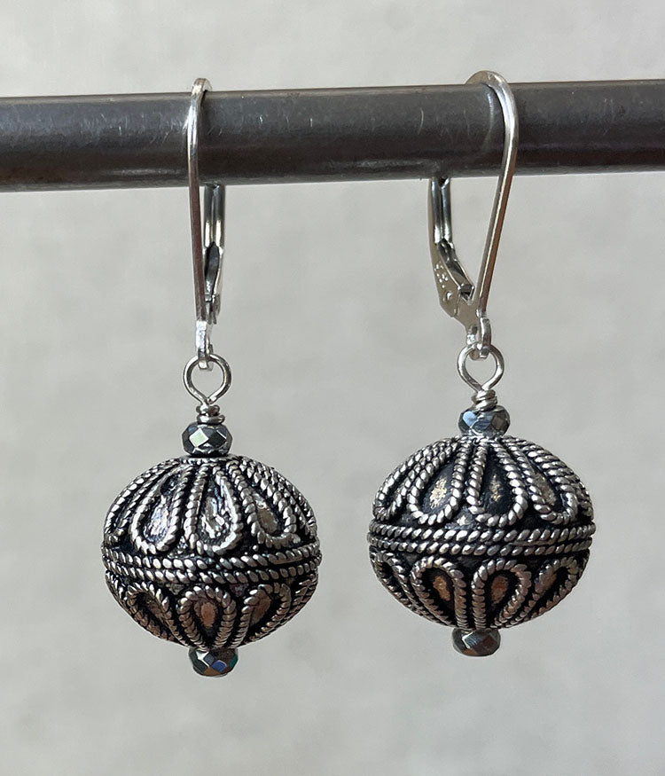 Textured Teardrops Sterling Silver Earrings