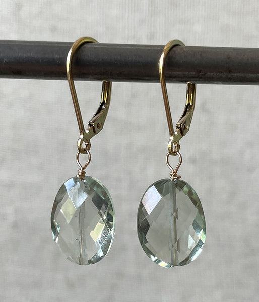 Clear Green Amethyst Earrings