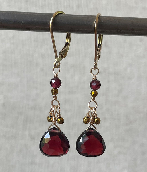 Shimmer Reflection Garnet Earrings