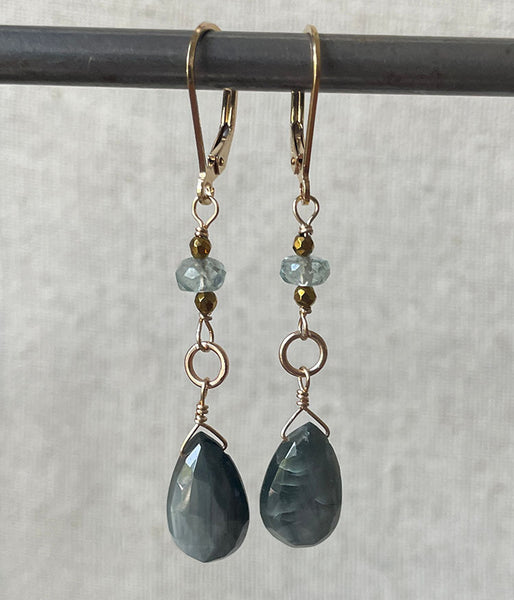 Grey Cats Eye Swing Earrings