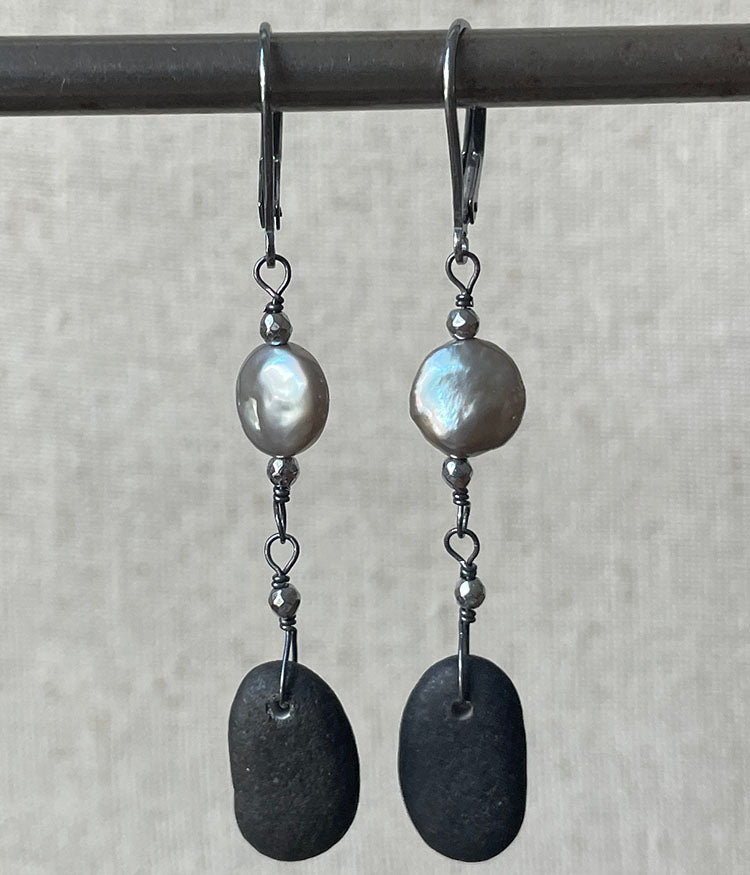 New Buffalo Reflective Pearl Earrings