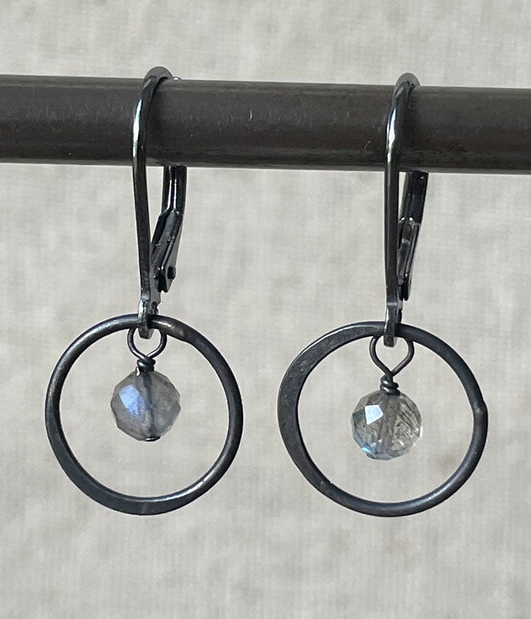 Labradorite Circle Earrings